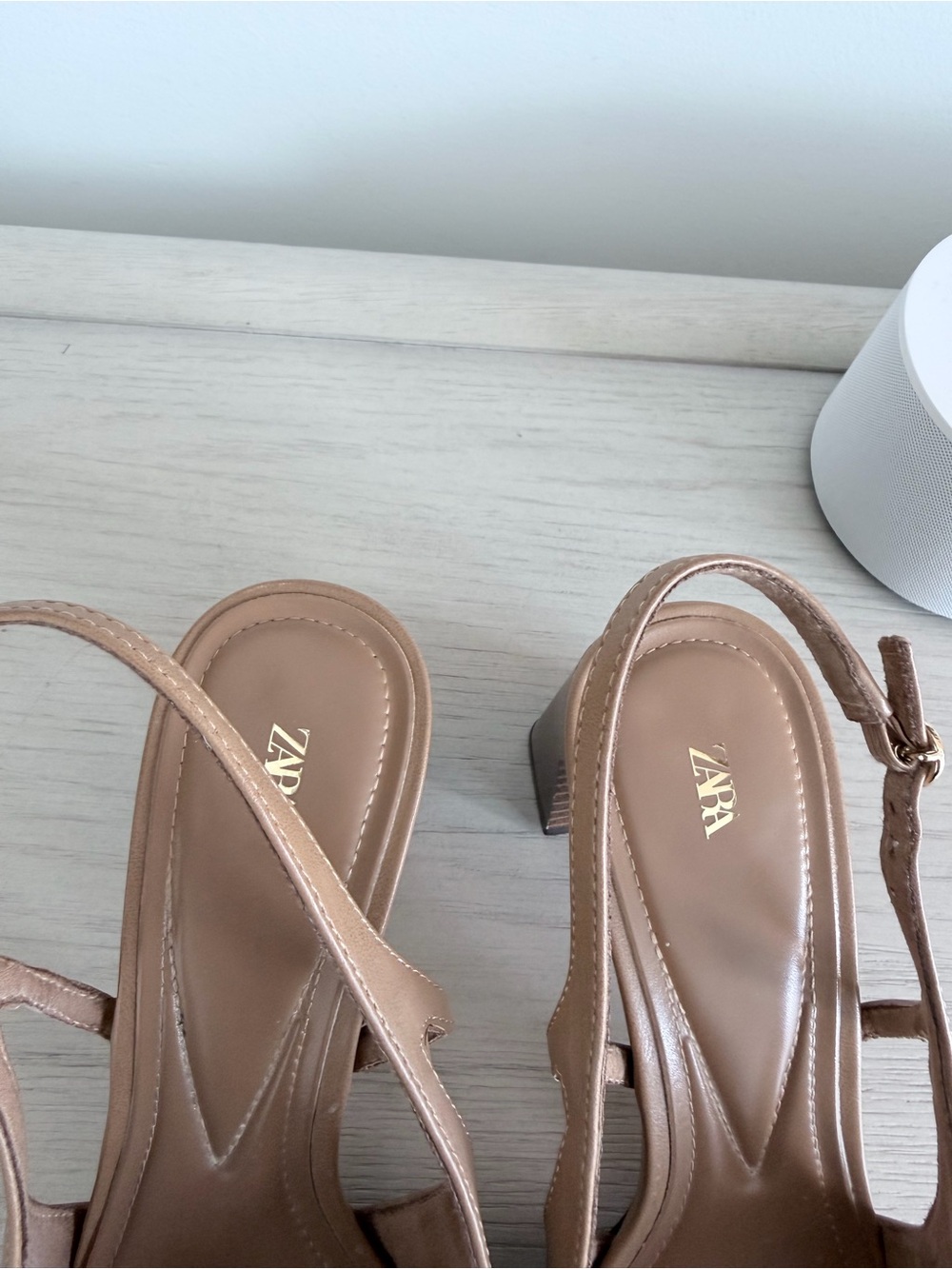 Zara Camel Pointed Slingback Heels - Picture 2 of 6